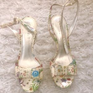 Guess floral sandals 4 inch heels